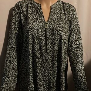 Michael Kors Black and Gray Leopard Print Blouse